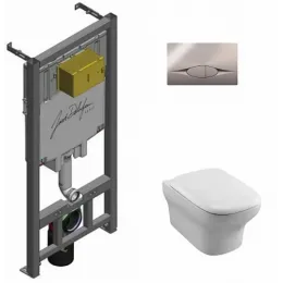 Комплект унитаза с инсталляцией Vox клавиша хром, с микролифтом, безободковый, быстросъемное, с кнопкой Set VOX E29025-NF Jacob Delafon