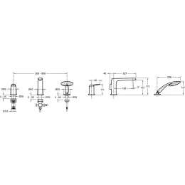 Смеситель на борт ванны Avid полированный, лейка в комплекте, на 3 отв., никель E97360-BN Jacob Delafon