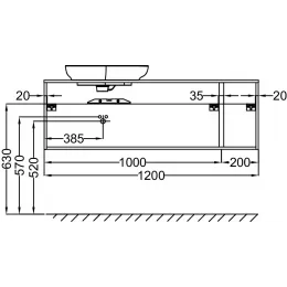 Модуль под раковину Nouvelle Vague 120х51,2х46,8 см, 2 ящика, ореховое дерево EB3042-E16 Jacob Delafon