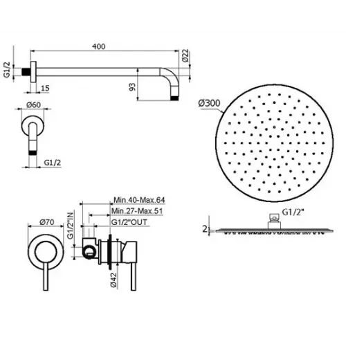 Комплект для душа Plumberia Selection IXO KITXO01NOKING