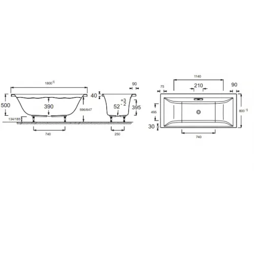 Акриловая ванна Evok 180х80 см, с ножками E60269-00 Jacob Delafon