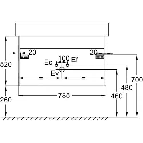 Модуль под раковину Tolbiac 79х46х52 см, 2 ящика, дуб давос натуральный EB2382-E75 Jacob Delafon