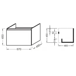 Модуль с раковиной Odeon Up 70 см, подвесной монтаж E4732-00+EB860-N18 Jacob Delafon