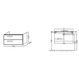 Модуль под раковину Rythmik 79,5х36х42,4 см, 2 ящика, серая кожа EB1302-N29 Jacob Delafon