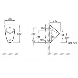Писсуар Odeon с крышкой E1147-00 Jacob Delafon