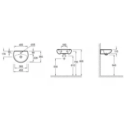 Подвесная раковина Mideo 45х35х11,5 см, санфарфор E4338G-00 Jacob Delafon