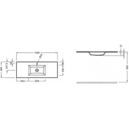Мебельная раковина Vox 120х46 см, глянцевый серый, 1 отверстие для смесителя EB2101-DD2 Jacob Delafon