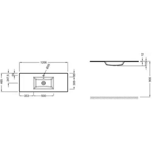 Мебельная раковина Vox 120х46 см, глянцевый серый, 1 отверстие для смесителя EB2101-DD2 Jacob Delafon