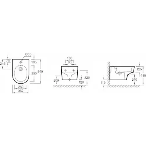Биде Odeon Rive Gauche 36,2х54 см, подвесное, без крышки EMG0002-00 Jacob Delafon