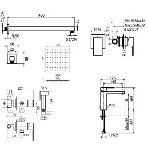 Комплект для душа Plumberia Selection TAG KITZTG01CR53