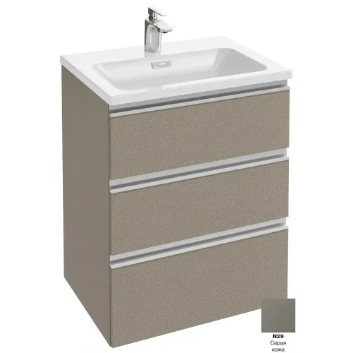 Модуль под раковину Vox 60х46х73,4 см, 3 ящика, серая кожа, встроенные ручки EB2050-RA-N29 Jacob Delafon