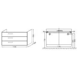 Модуль под раковину Rythmik 119,5х45х63,4 см, квебекский дуб, з выдвижных ящика EB1311-E10 Jacob Delafon