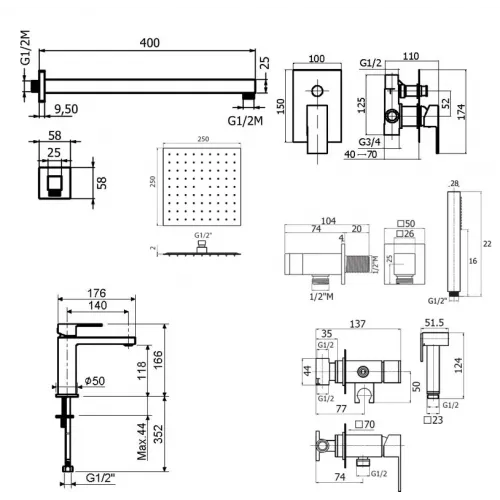 Комплект для душа Plumberia Selection TAG KITZTG15CR53