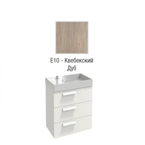 Модуль с раковиной Rythmik 60 см, квебекский дуб, 3 выдвижных ящика, 4 доп. ящичка для хранения, с 1 отверстием для смесителя, подвесной монтаж EXR112-Z-00+EB1306-E10 Jacob Delafon