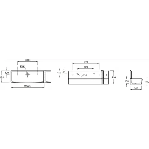 Подвесная раковина Duo 100х36,5х15 см, санфарфор, двойная EN290-00 Jacob Delafon