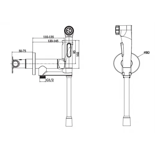 Встраиваемый гигиенический душ Elate 2 режима, одноэлементный, пластик E28317-CP Jacob Delafon