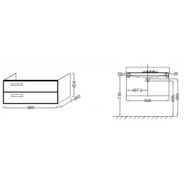 Модуль под раковину Rythmik 99х45х42,4 см, 2 ящика, темно-синий матовый EB1304-M67 Jacob Delafon