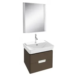 Комплект мебели для ванной Reve 60 см, с 2 ящиками, светло-коричневый, с подсветкой, подвесной монтаж E4802-00+EB1134-G80+EB575-NF Jacob Delafon