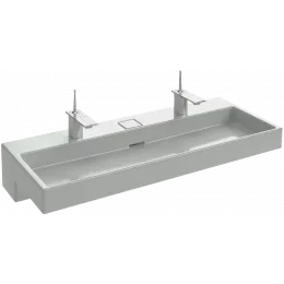 Подвесная раковина Terrace 120х49х8 см, c подсветкой, система слива freedrain, два отверстия для смесителя справа и слева, санфарфор EXB9112-00 Jacob Delafon