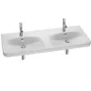 Подвесная раковина Replay 120х46х8 см, с 1 отверстием для смесителя с каждой стороны, без переливного отверстия, санфарфор, двойная E4488-00 Jacob Delafon