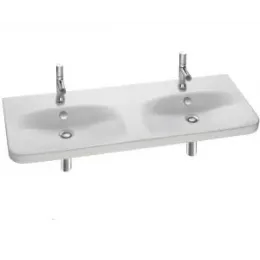 Подвесная раковина Replay 120х46х8 см, с 1 отверстием для смесителя с каждой стороны, без переливного отверстия, санфарфор, двойная E4488-00 Jacob Delafon
