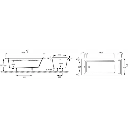 Акриловая ванна Spacio 170х70 см E6D009-00 Jacob Delafon