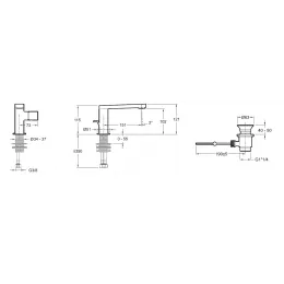 Смеситель для умывальника Composed титан, излив 151 мм, неповоротный излив, с донным клапаном E73050-TT Jacob Delafon