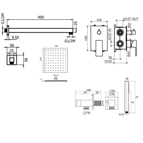 Комплект для душа Plumberia Selection TAG KITTG18CR