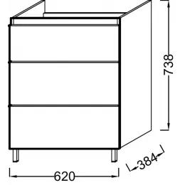 Модуль под раковину Odeon Up 62х38,4х73,8 см, раковина слева, 3 ящика, дуб шампань EB991G-E19 Jacob Delafon