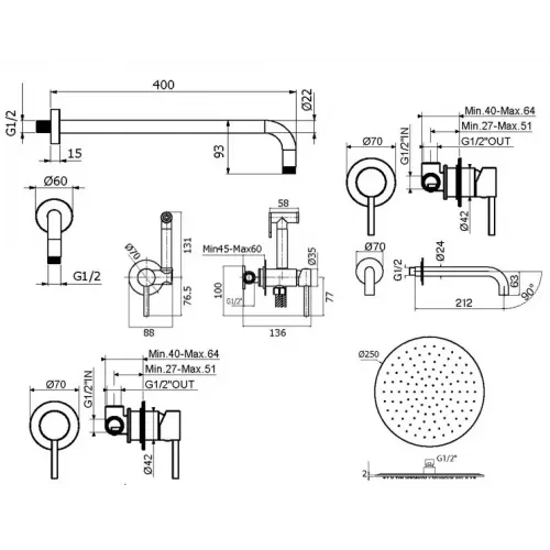 Комплект для душа Plumberia Selection IXO KITZXO01OR210