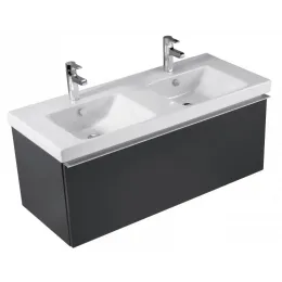 Модуль с раковиной Odeon Up 120 см, серый антрацит меламин, 1 выдвижной ящик, с 2-мя отверстиями под смеситель, подвесной монтаж E4730-00+EB887-N14 Jacob Delafon