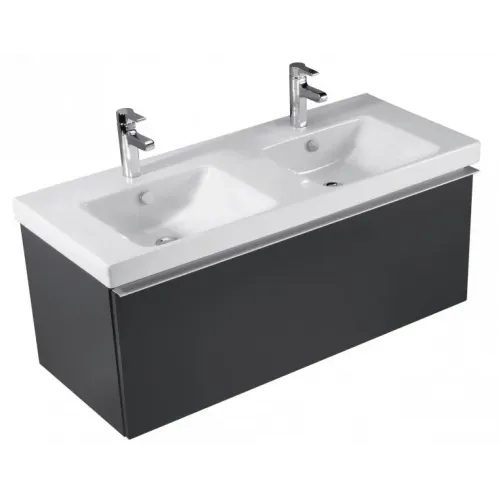 Модуль с раковиной Odeon Up 120 см, серый антрацит меламин, 1 выдвижной ящик, с 2-мя отверстиями под смеситель, подвесной монтаж E4730-00+EB887-N14 Jacob Delafon