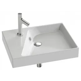 Подвесная раковина Formilia Rythmik 60х46х8,5 см, с одним отверстием для смесителя слева, с переливом, санфарфор EXQ112-00 Jacob Delafon