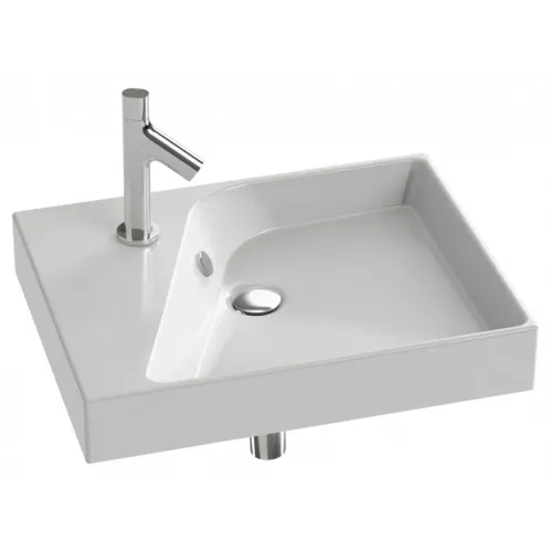 Подвесная раковина Formilia Rythmik 60х46х8,5 см, с одним отверстием для смесителя слева, с переливом, санфарфор EXQ112-00 Jacob Delafon