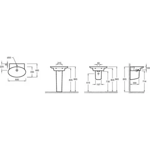 Комплект мебели для ванной Presqu'ile 50 см, белый блестящий, 2 ящика, с подсветкой, подвесной монтаж E4438-00+EB1107-NF+EB1102-G1C Jacob Delafon