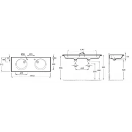 Мебельная раковина Odeon Rive Gauche 140х51,2 см EXAS112-Z-00 Jacob Delafon