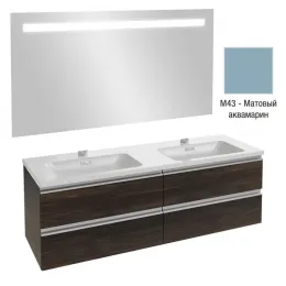Комплект мебели для ванной Vox 140 см, матовый аквамарин, 4 выдвижных ящика, с функцией анти-пар, подвесной монтаж, с подсветкой EB1420-NF+EXAA112-Z-00+EB2020-RA-M43 Jacob Delafon