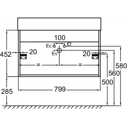 Модуль под раковину Vivienne 79,9х45,2х45,2 см, фасад аквамарин матовый, корпус дуб табак, ручки хром EB1507-E52-M43 Jacob Delafon
