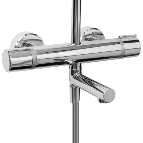 Душевая система Atom E26238-CP 3 режима, 28 см, square, с повор. изливом, термостат, верхний душ, с лейкой E26238-CP Jacob Delafon