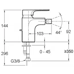 Смеситель для биде Aleo+ хром, без донного клапана E72317-CP Jacob Delafon