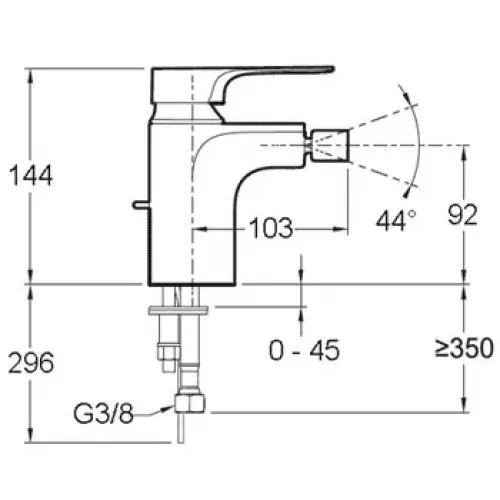 Смеситель для биде Aleo+ хром, без донного клапана E72317-CP Jacob Delafon