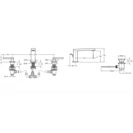 Смеситель для раковины на 3 отверстия Composed с донным клапаном E73060-4-CP Jacob Delafon