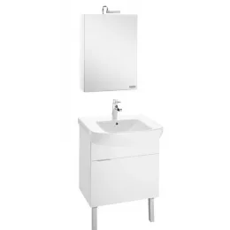 Комплект мебели для ванной Odeon Up 65 см, белый, отверстие для смесителя, с подсветкой, подвесной монтаж E4743-00+EB879-J5+EB880-J5 Jacob Delafon