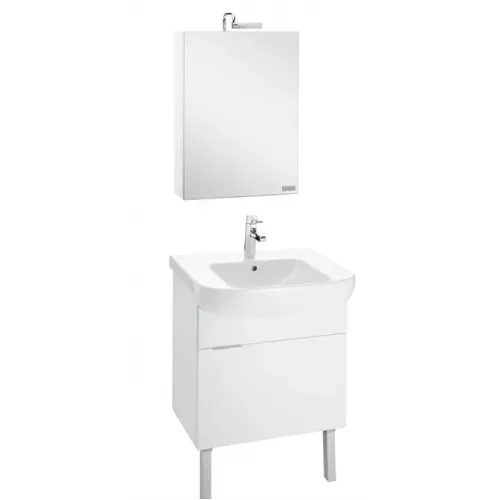 Комплект мебели для ванной Odeon Up 65 см, белый, отверстие для смесителя, с подсветкой, подвесной монтаж E4743-00+EB879-J5+EB880-J5 Jacob Delafon