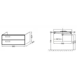 Модуль под раковину Rythmik 99,5х45х42,4 см, серый антрацит, 2 выдвижных ящика EB1304-N14 Jacob Delafon