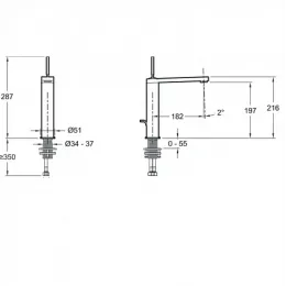 Смеситель для умывальника Composed титан, аэратор с антиизвестковым покрытием, неповоротный излив, чёрный цвет, с донным клапаном E73053-TT Jacob Delafon