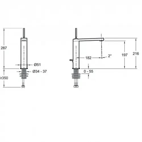 Смеситель для умывальника Composed титан, аэратор с антиизвестковым покрытием, неповоротный излив, чёрный цвет, с донным клапаном E73053-TT Jacob Delafon
