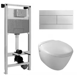Комплект унитаза с инсталляцией Presqu'ile белая клавиша, с микролифтом, с кнопкой E5504-NF-M26 Jacob Delafon