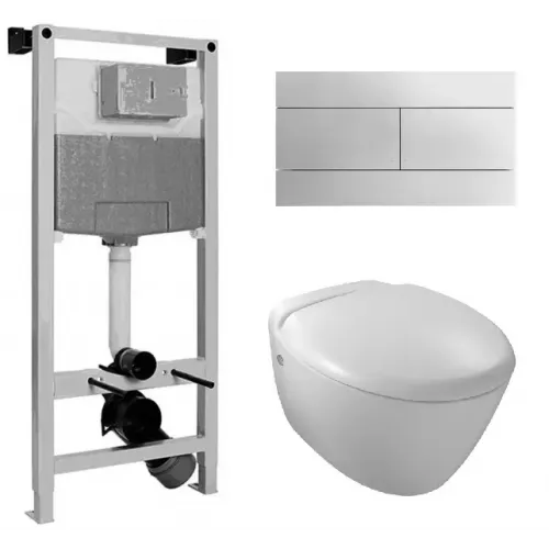 Комплект унитаза с инсталляцией Presqu'ile белая клавиша, с микролифтом, с кнопкой E5504-NF-M26 Jacob Delafon