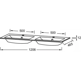 Мебельная раковина Sherwood 120,6х46,5 см, двойная, стекло, белый матовый EB1831RU-DE1 Jacob Delafon